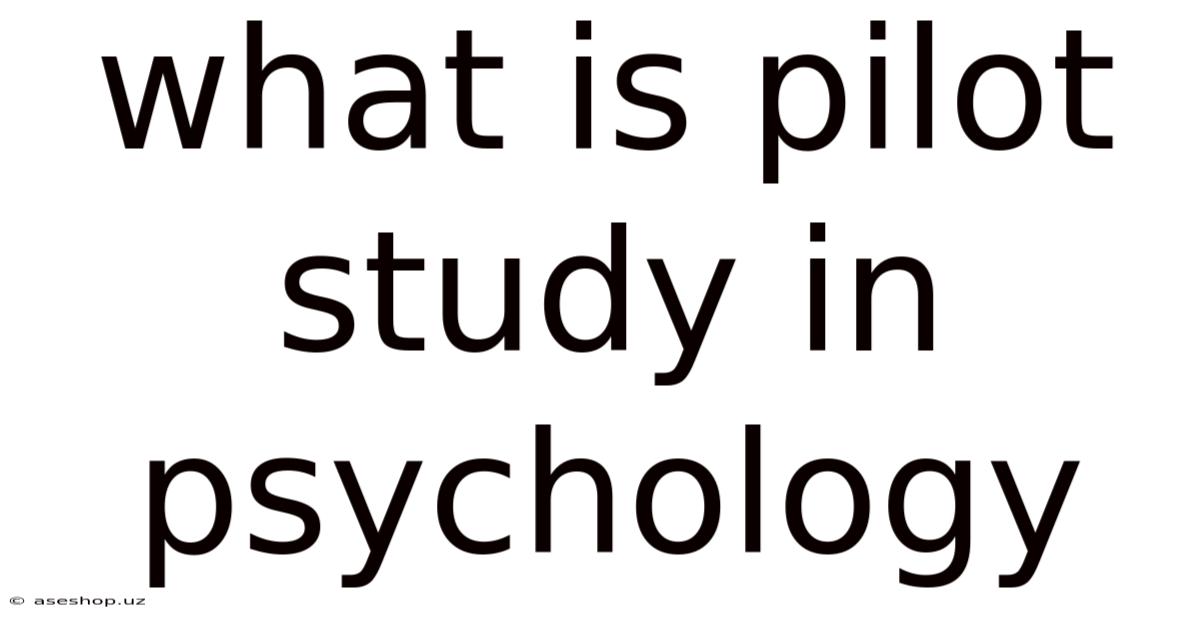 What Is Pilot Study In Psychology