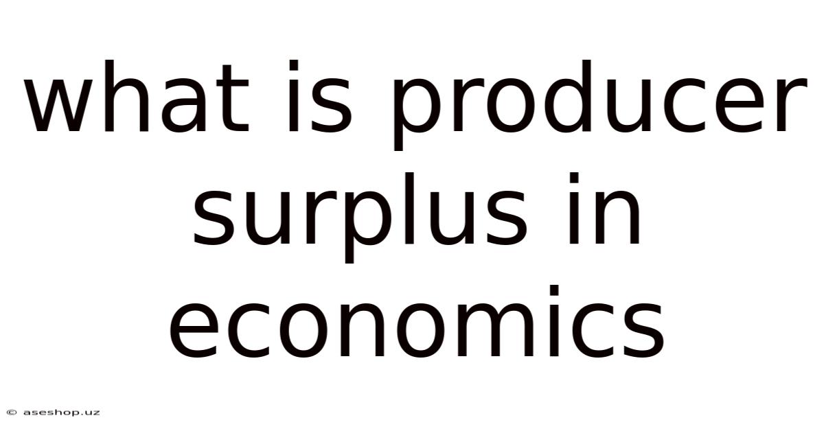 What Is Producer Surplus In Economics