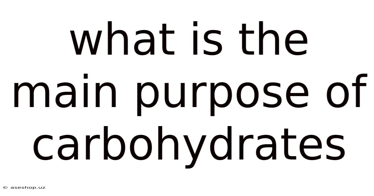 What Is The Main Purpose Of Carbohydrates