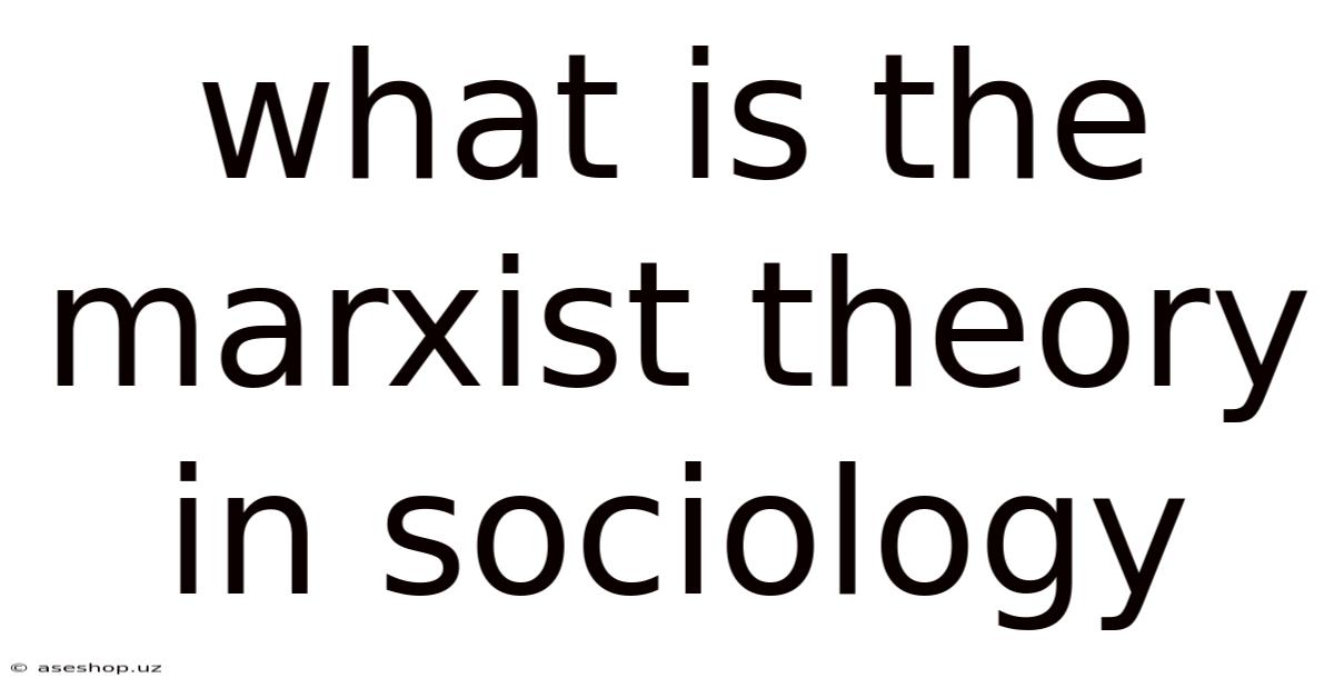 What Is The Marxist Theory In Sociology