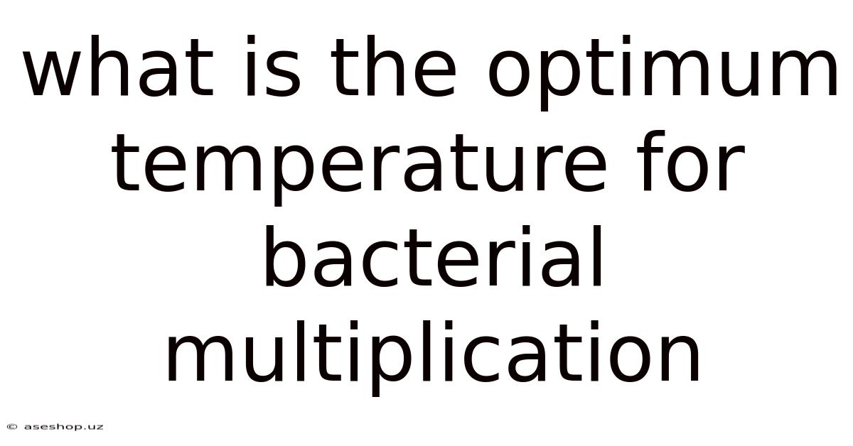 What Is The Optimum Temperature For Bacterial Multiplication