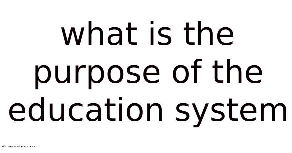 What Is The Purpose Of The Education System