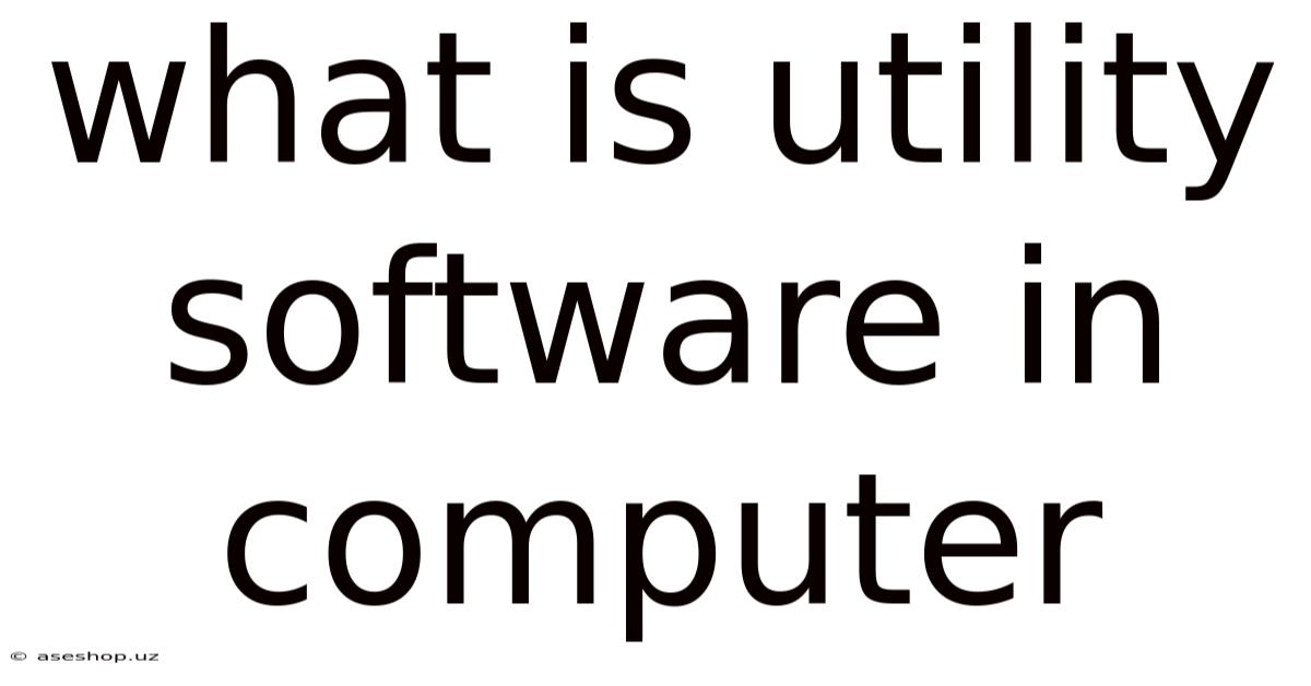 What Is Utility Software In Computer
