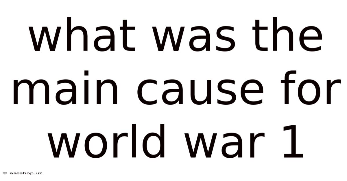 What Was The Main Cause For World War 1