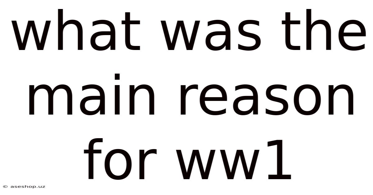 What Was The Main Reason For Ww1
