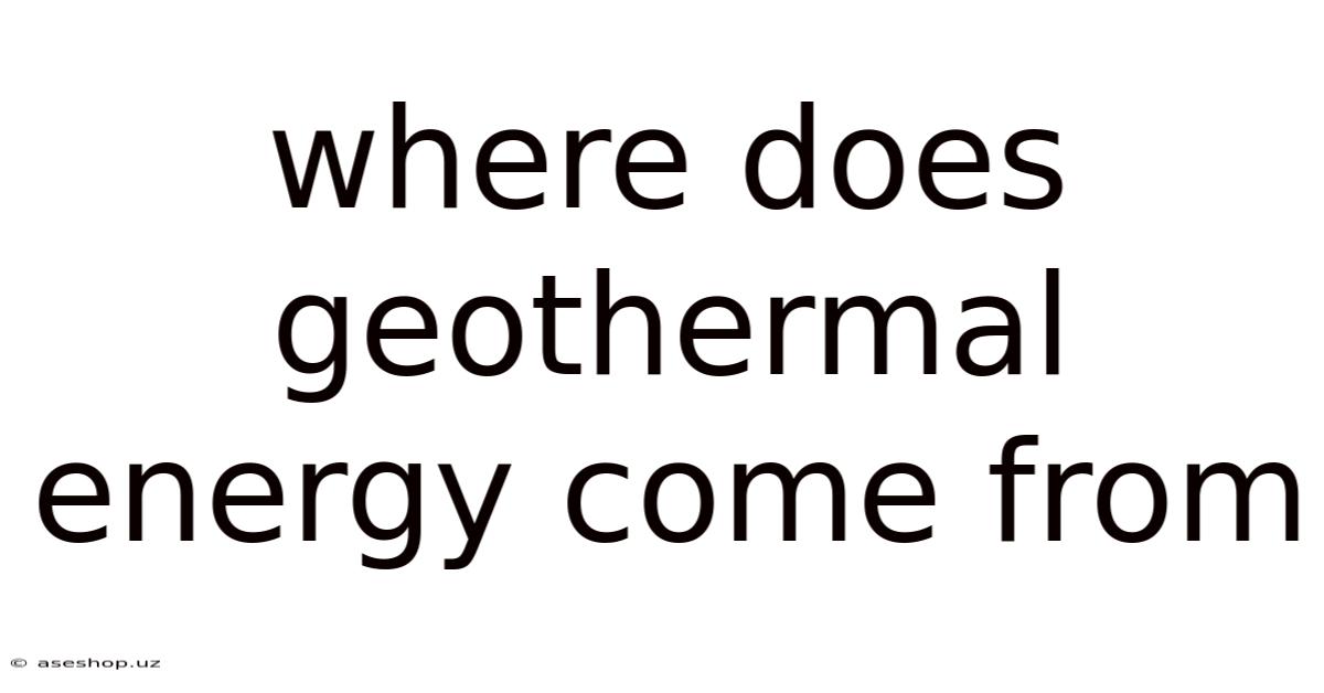 Where Does Geothermal Energy Come From