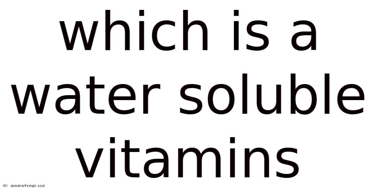 Which Is A Water Soluble Vitamins