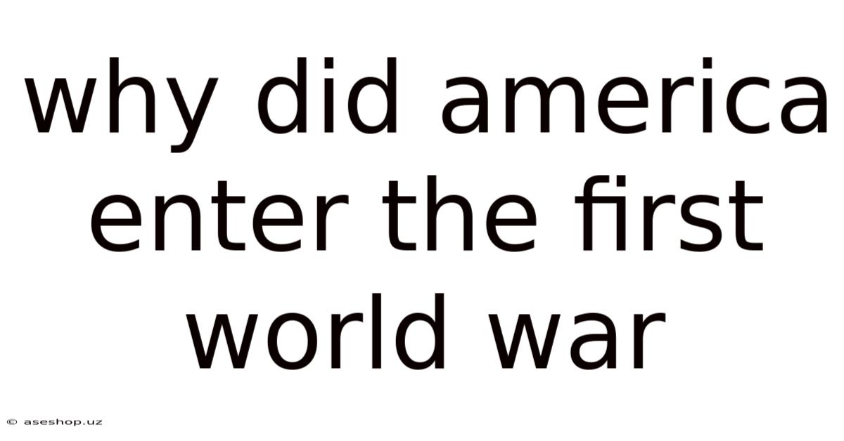 Why Did America Enter The First World War