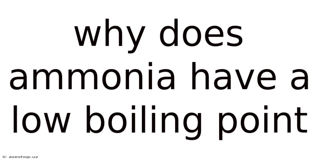 Why Does Ammonia Have A Low Boiling Point
