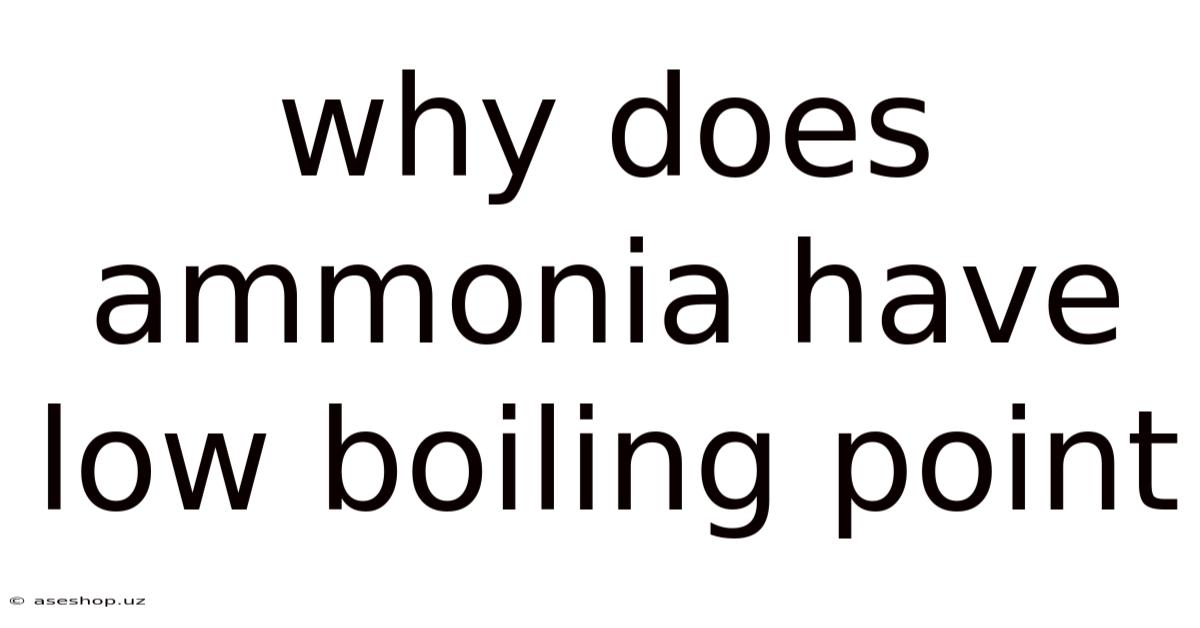 Why Does Ammonia Have Low Boiling Point