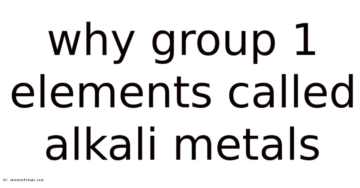 Why Group 1 Elements Called Alkali Metals